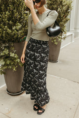 Black Horse Print Drawstring Skirt