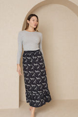 Black Horse Print Drawstring Skirt