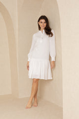 White Gauze Loop Dress