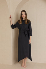 Black Tie Front T-Shirt Dress