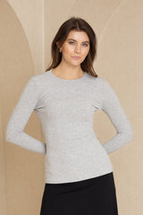 Grey Long Sleeve Ribbed Tee