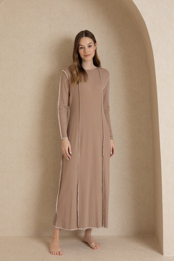 Tan Serged Seam Maxi