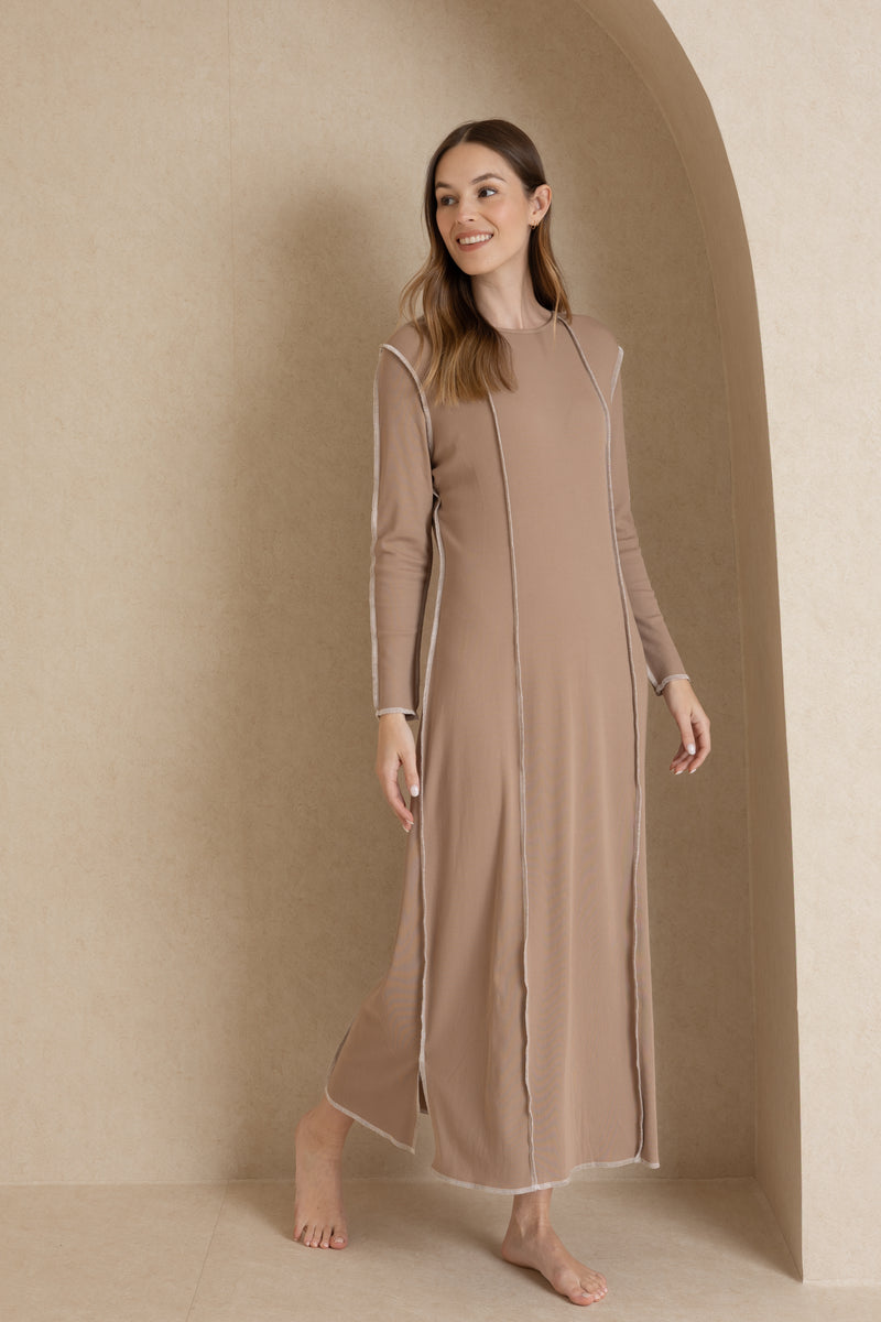 Tan Serged Seam Maxi