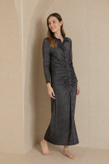 Black Sparkle Ruched Maxi