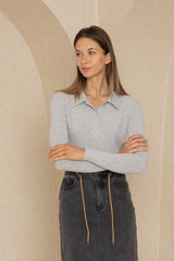 Grey Basic Ribbed Shirt