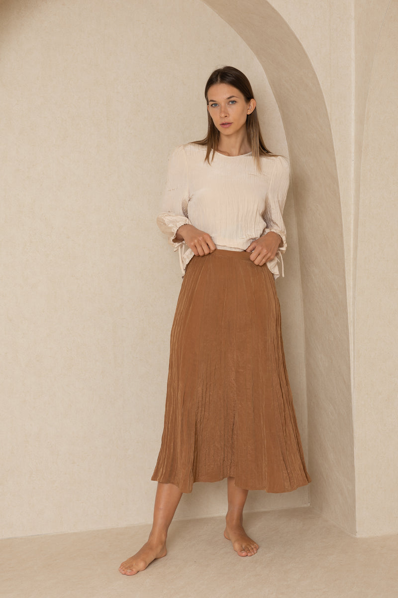 Brown Crinkle Skirt