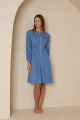 Dark Denim Zipper Cargo Dress