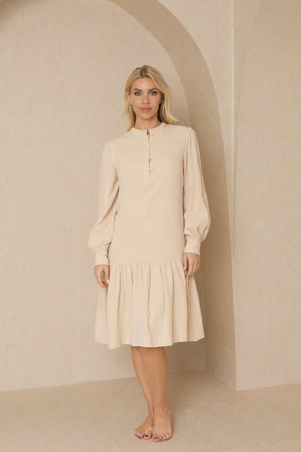 Tan Gauze Loop Dress