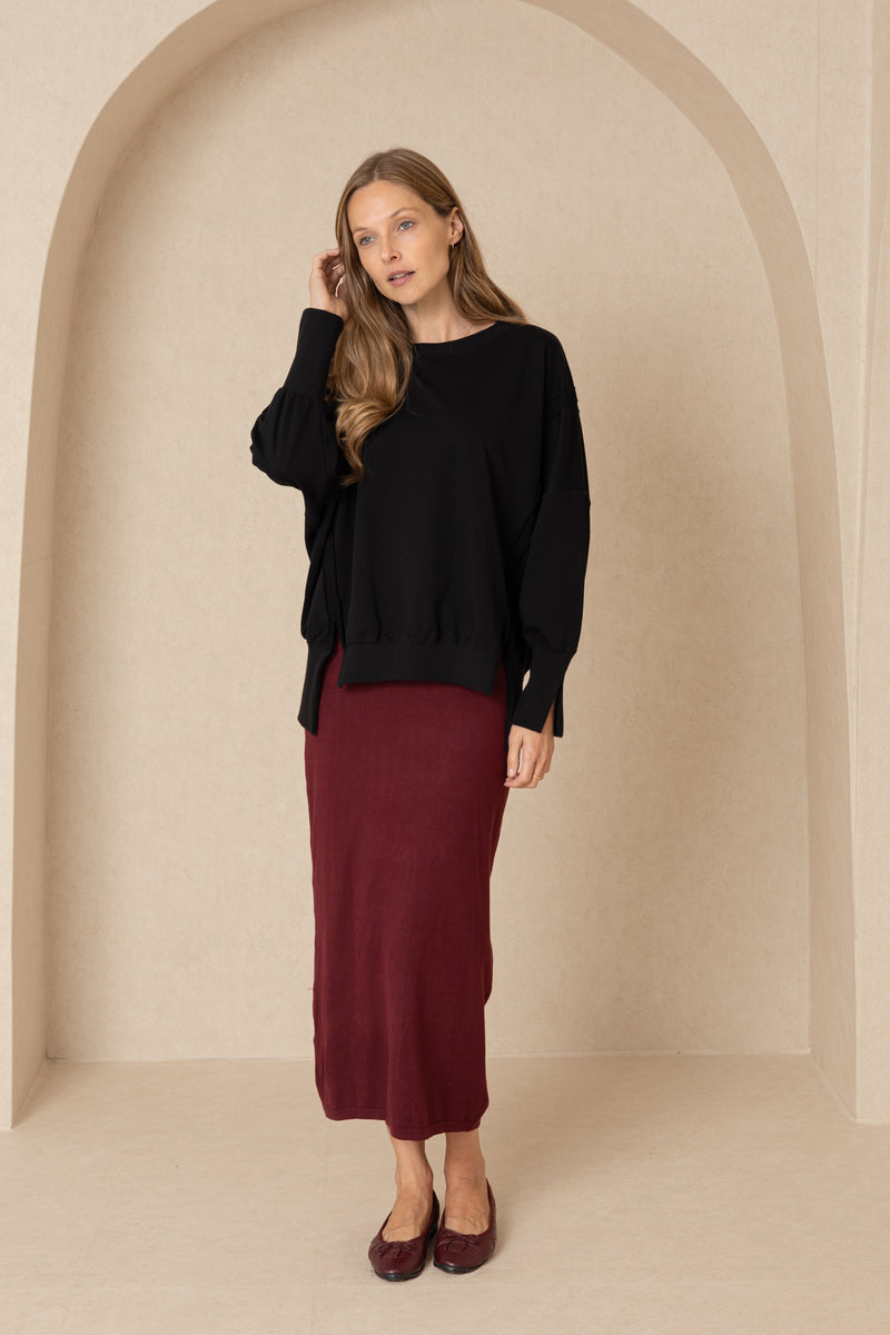 Wine Knit Skirt Legging