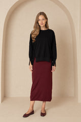 Wine Knit Skirt Legging