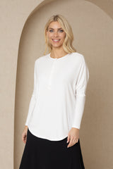 White Henley Dolman Tee