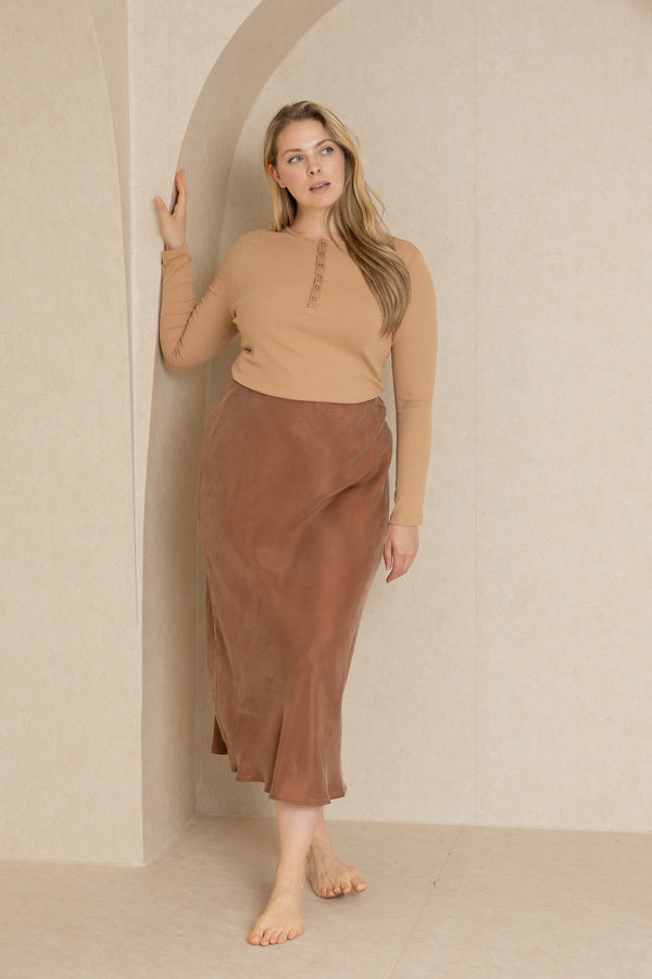 Coffee Slip Skirt