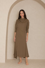 Olive Drape Neck Maxi