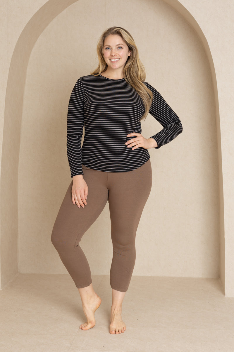 Brown Ribbed Leggings