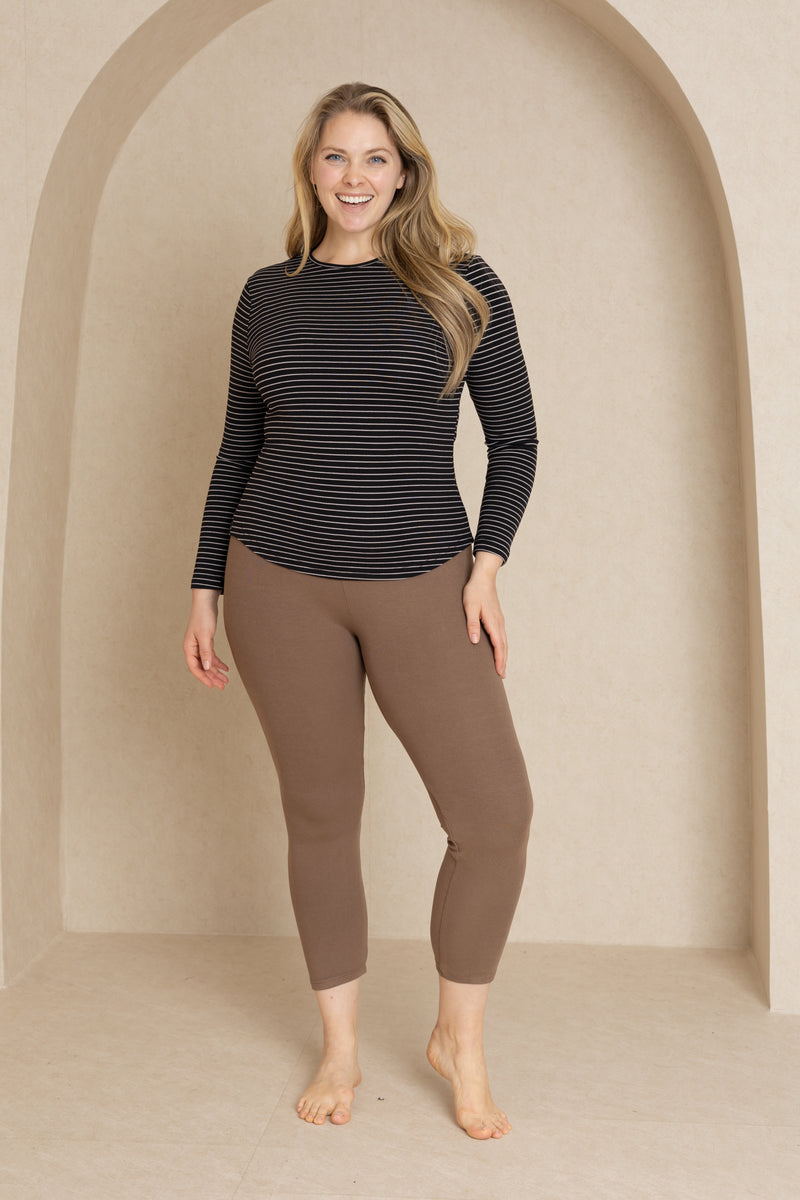 Brown Ribbed Leggings