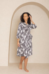 Black And White Tropical Wrap Dress