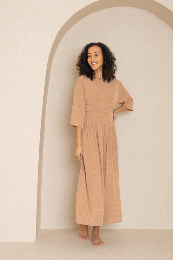 Neutral Textured Basic Waist Maxi