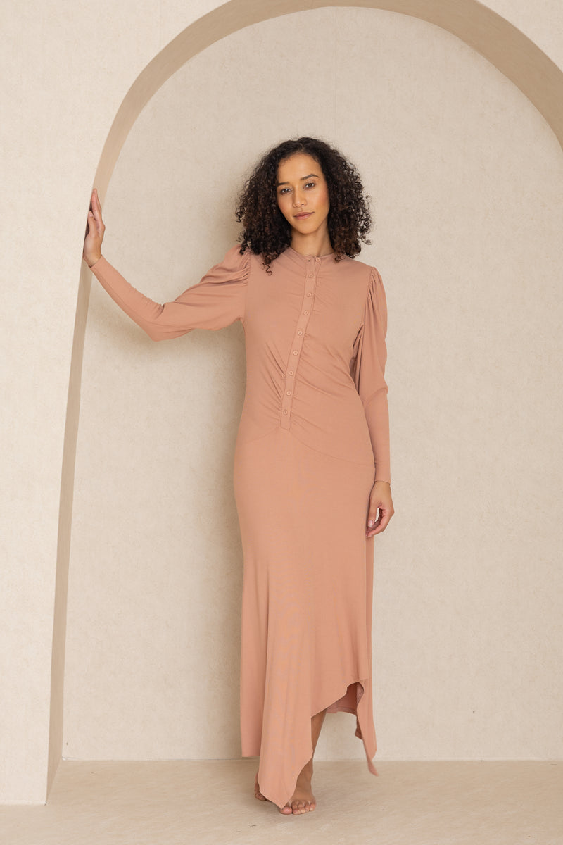 Mauve Side Button Maxi