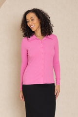 Hot Pink Basic Ribbed Shirt