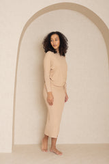 Neutral Ribbed Skirt Legging