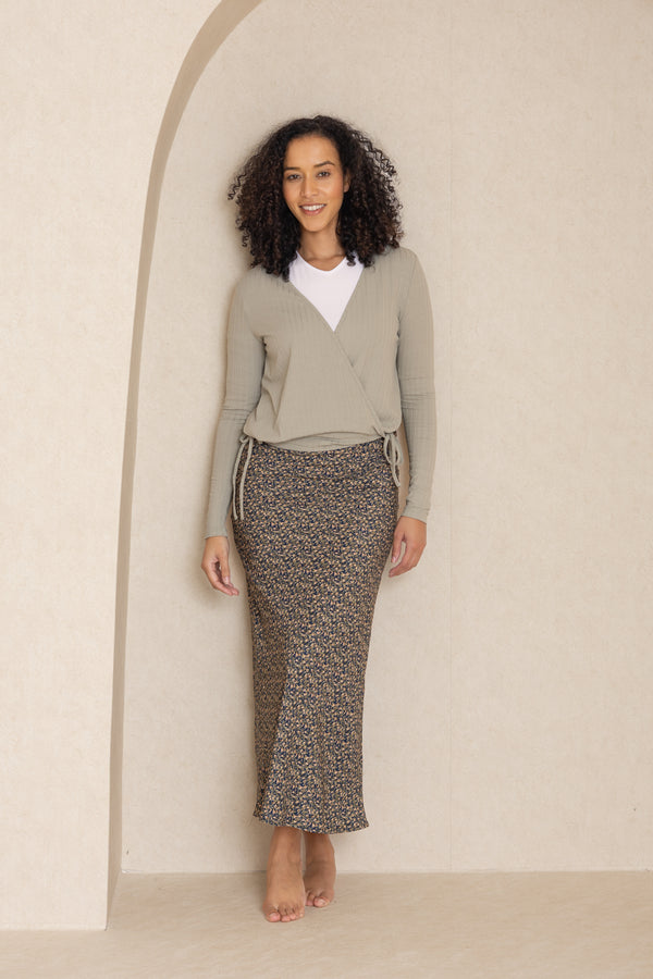 Sage Double Ribbed Overlay Wrap