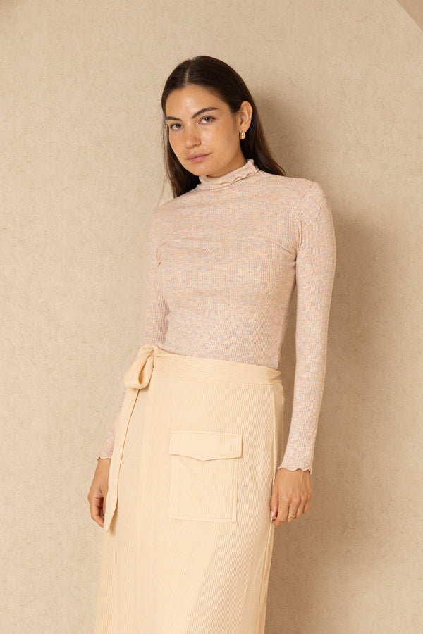 Pink Rainbow Scalloped Turtleneck