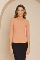 Mauve 3/4 Sleeve V-Neck Tee