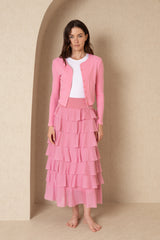 Pink Layered Ruffle Skirt