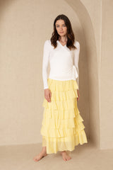 Yellow Layered Ruffle Skirt