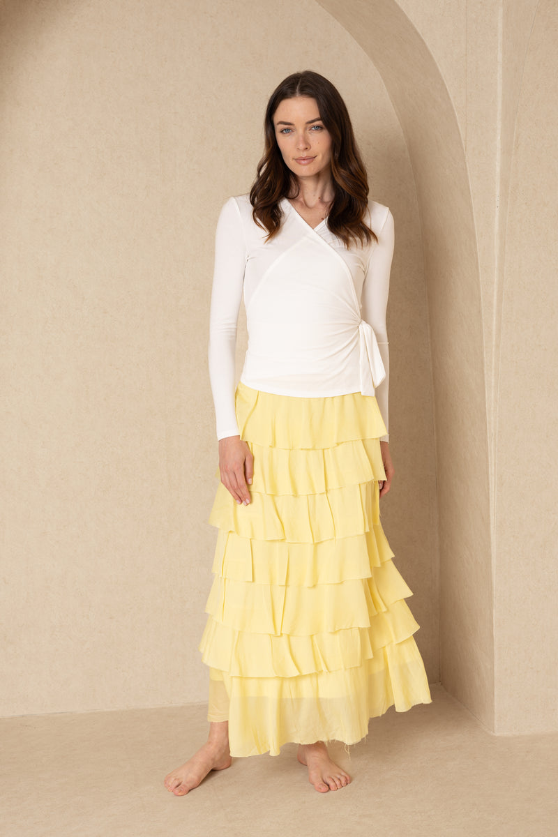 Yellow Layered Ruffle Skirt