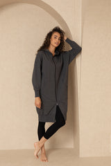 Grey Zipper Sweatshirt Dress