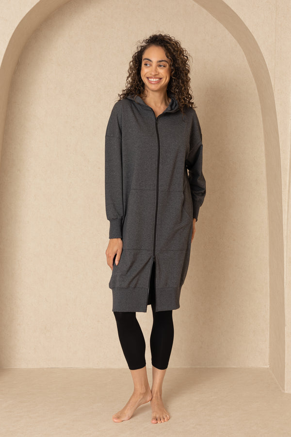 Grey Zipper Sweatshirt Dress