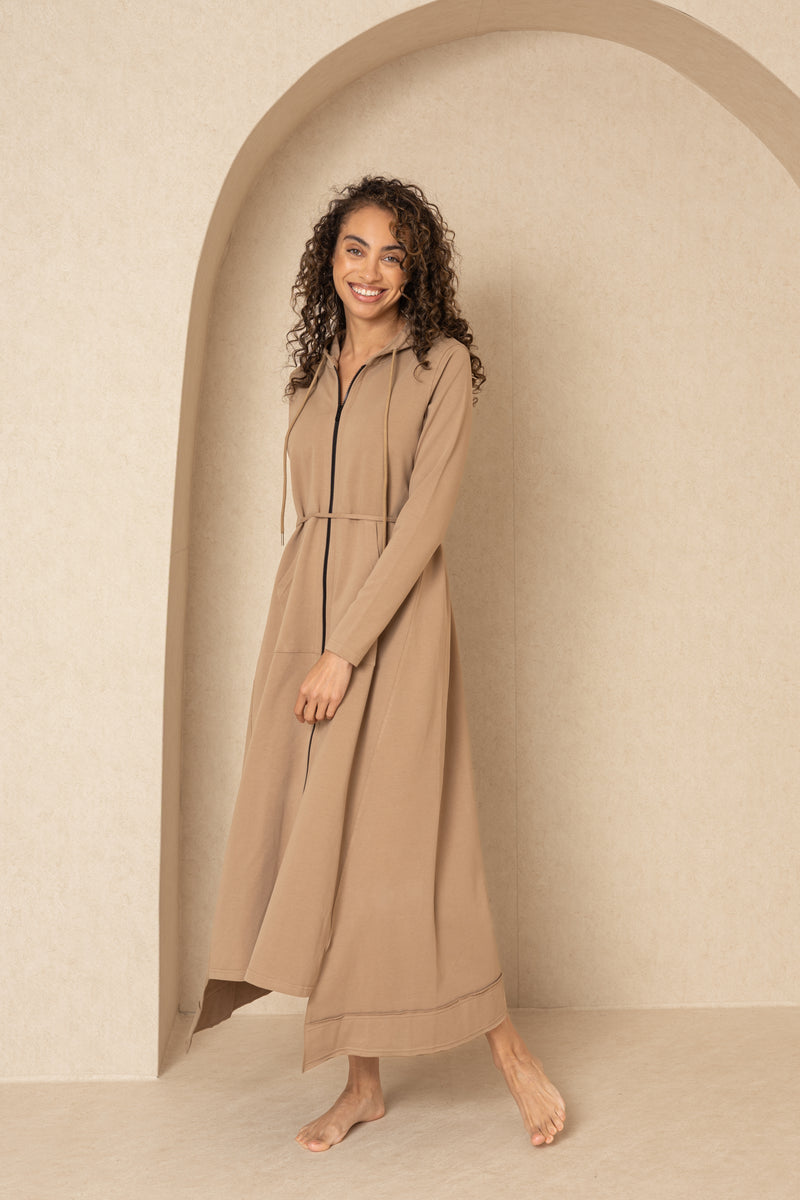 Tan Maxi Sweatshirt Dress