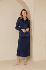 Navy Silk Blouse Set - sold separately