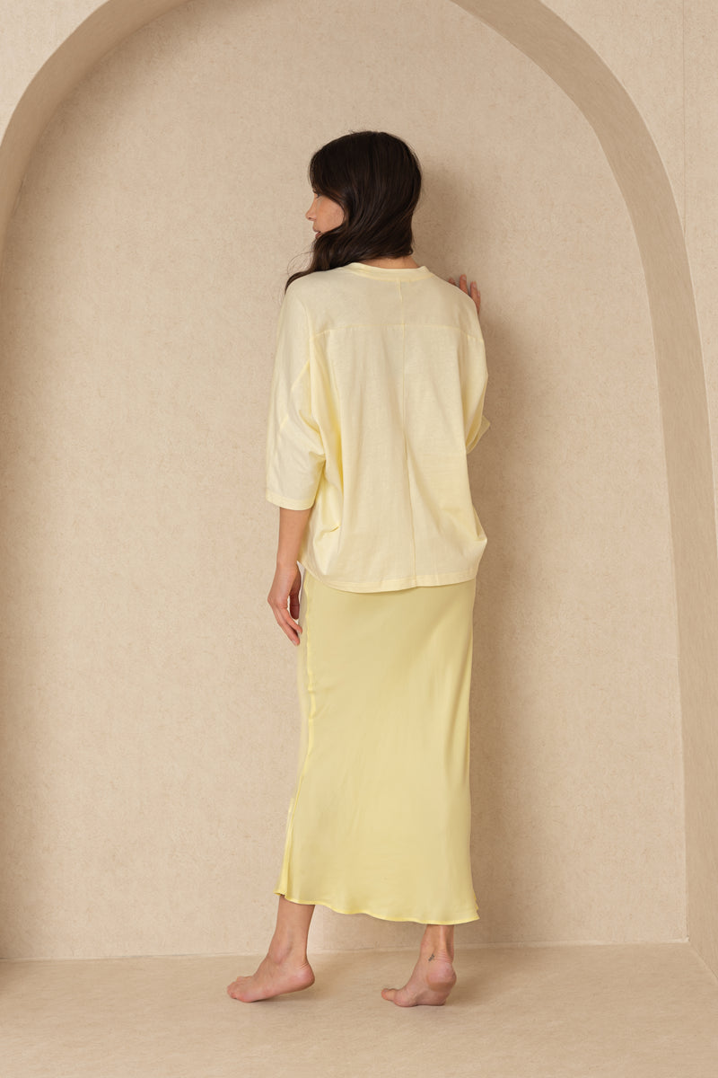 Pale Yellow 3/4 Oversize Dolman Tee