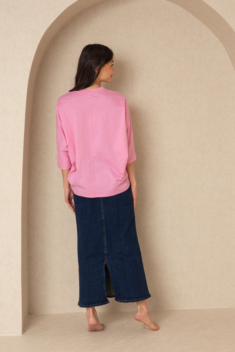 Hot Pink 3/4 Oversize Dolman Tee