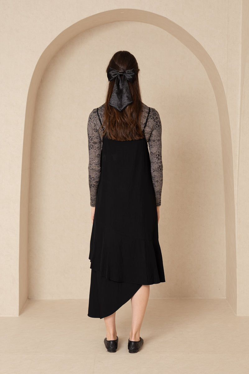 Black Asymmetrical Ruffle Jumper