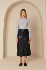 Black Belted Leather Skirt