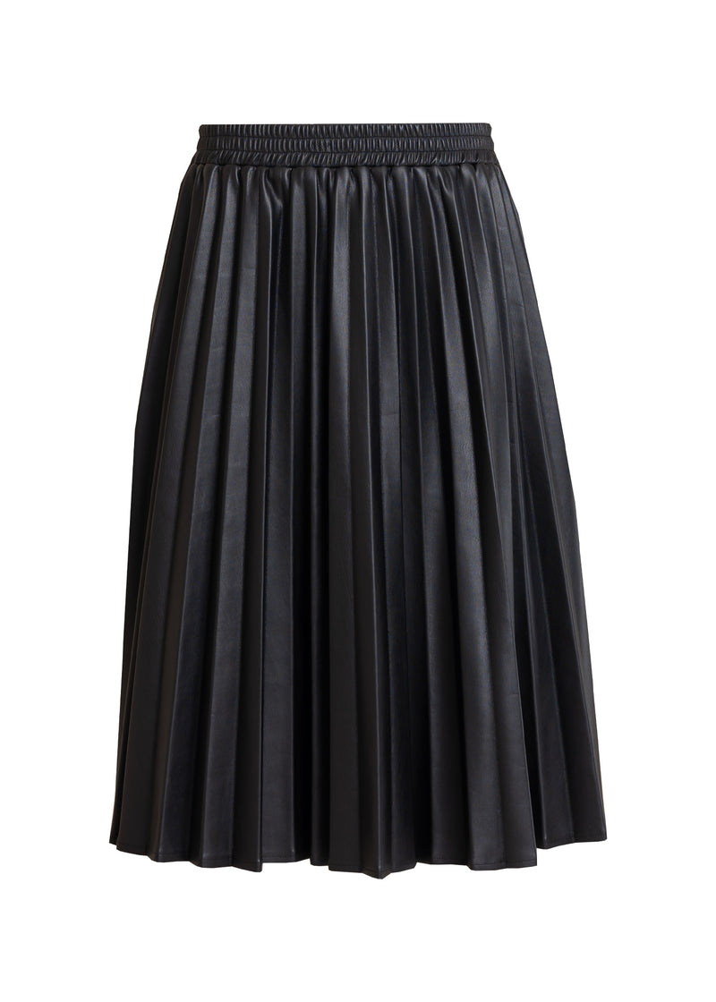 Black Accordion Leather Skirt