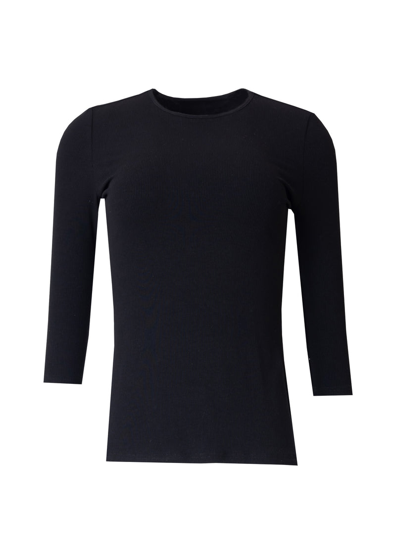 Black Basic 3/4 Round Neck T-Shirt