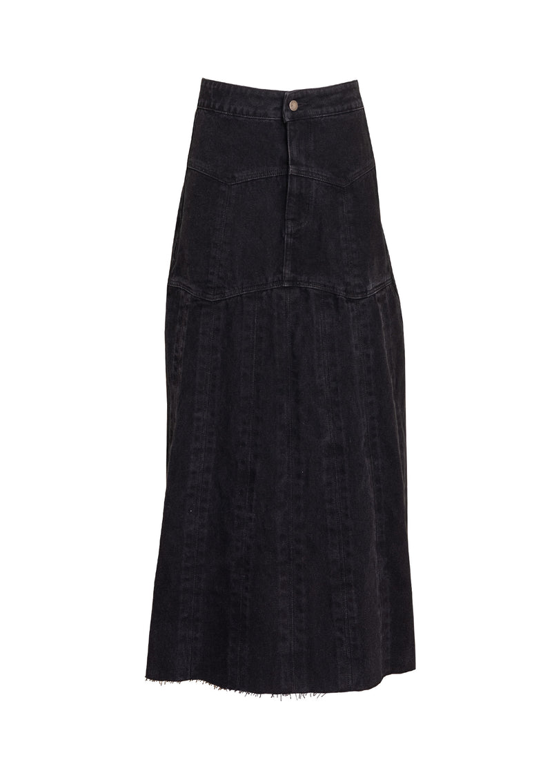 Black Panel Denim Skirt