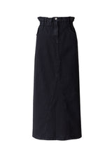 Black Gathered Denim Skirt