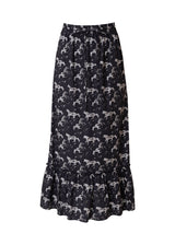 Black Horse Print Drawstring Skirt