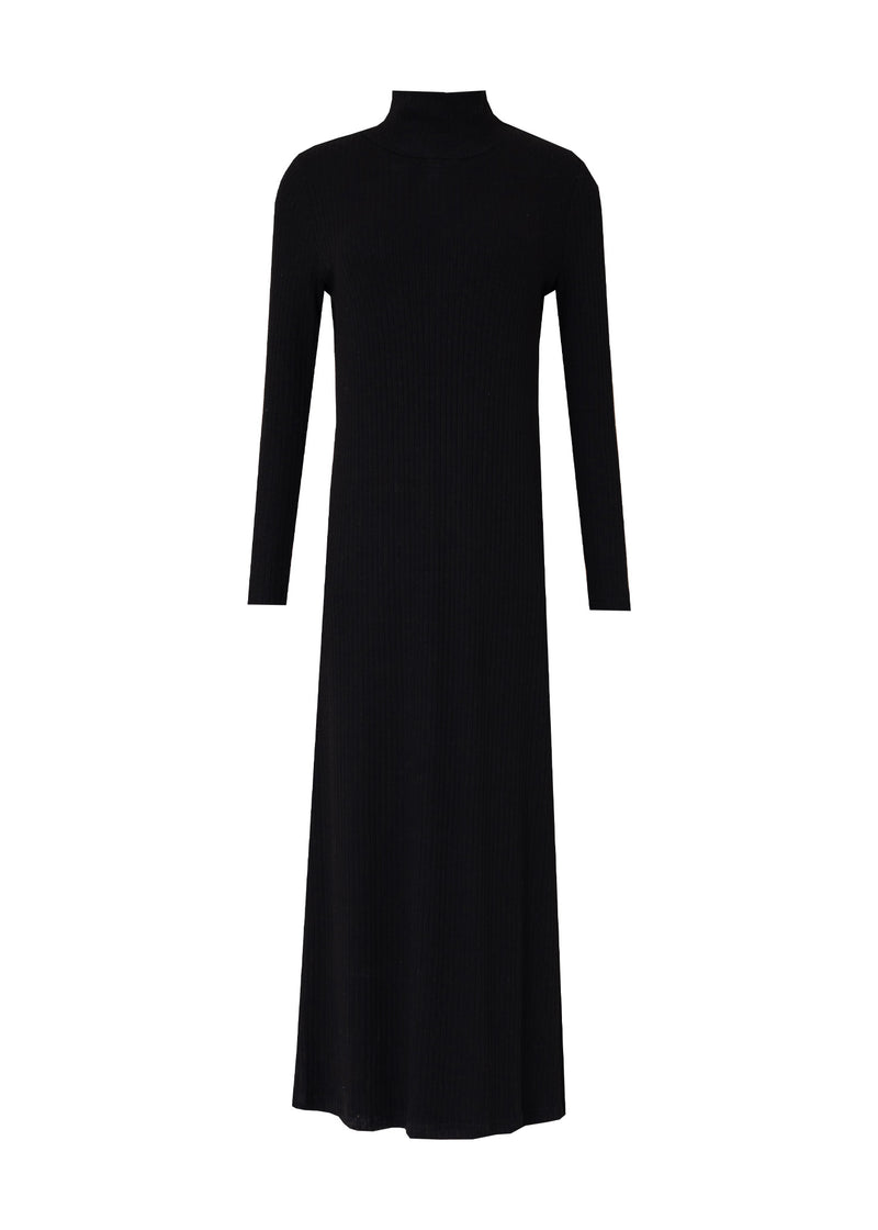 Black Ribbed Knit Turtleneck Maxi Dress