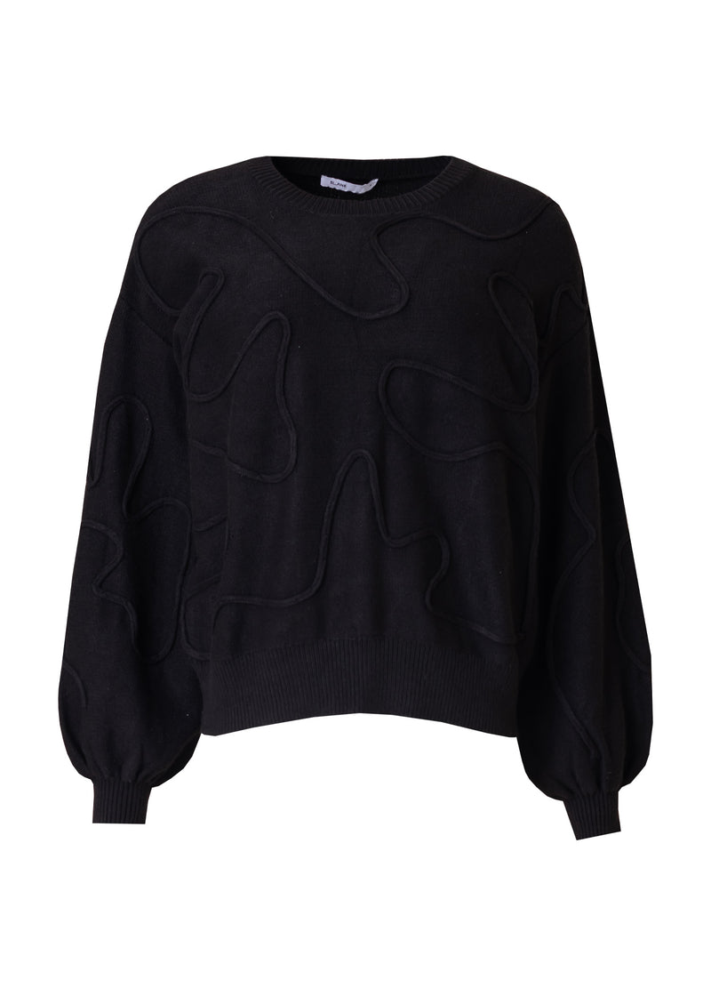 Black Stitched Knit Sweater