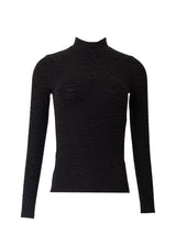 Black Textured Mock Neck Top