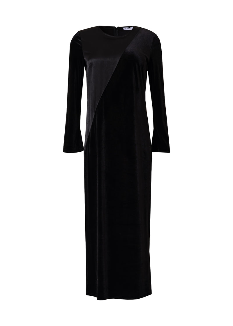 Black Two Tone Velour Silk Maxi