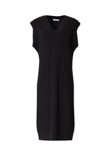 Black Knit V Neck Midi Dress