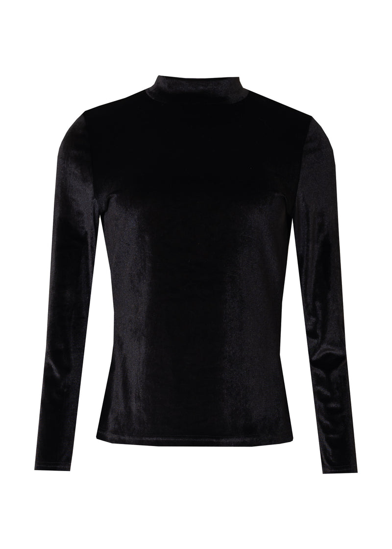 Black Velvet Mock Neck Top