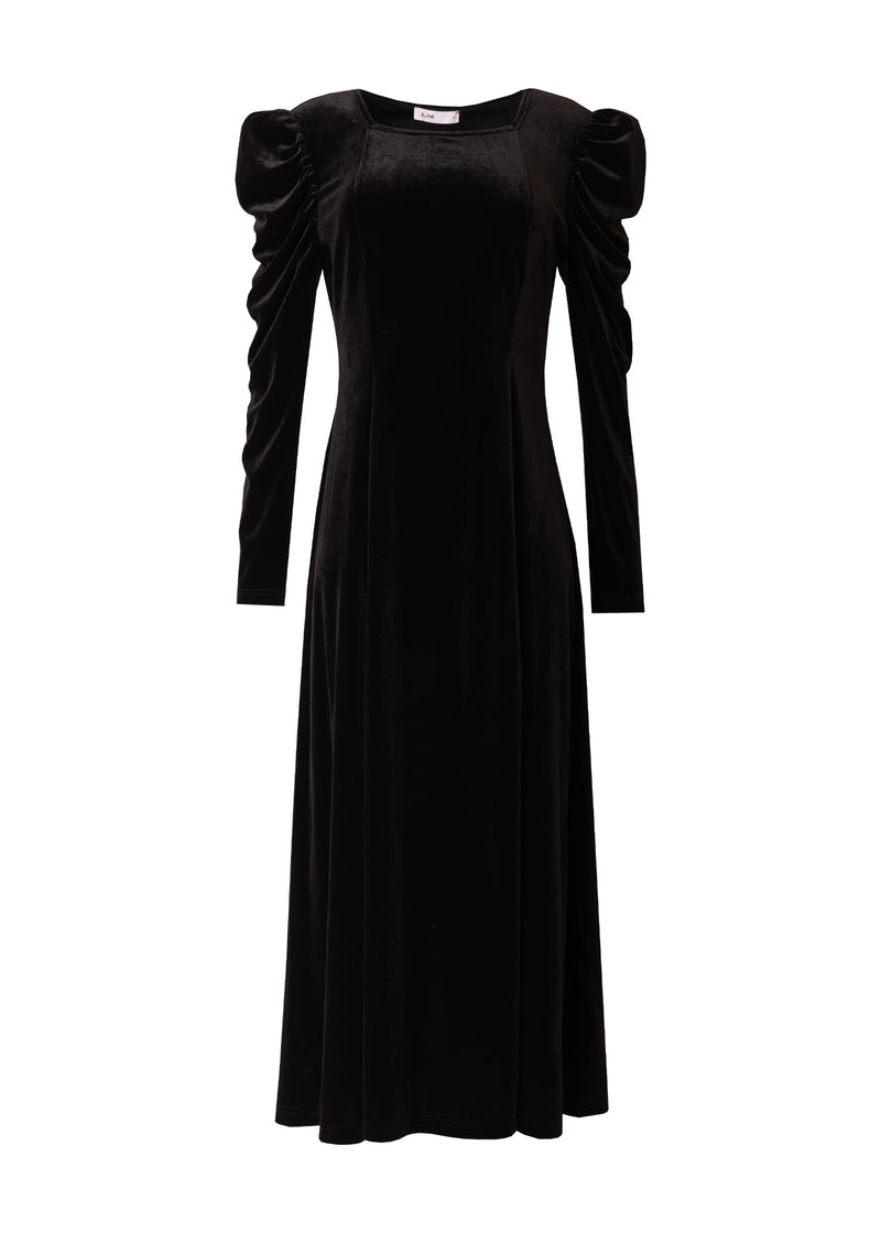 Black Velvet Square Neck Dress